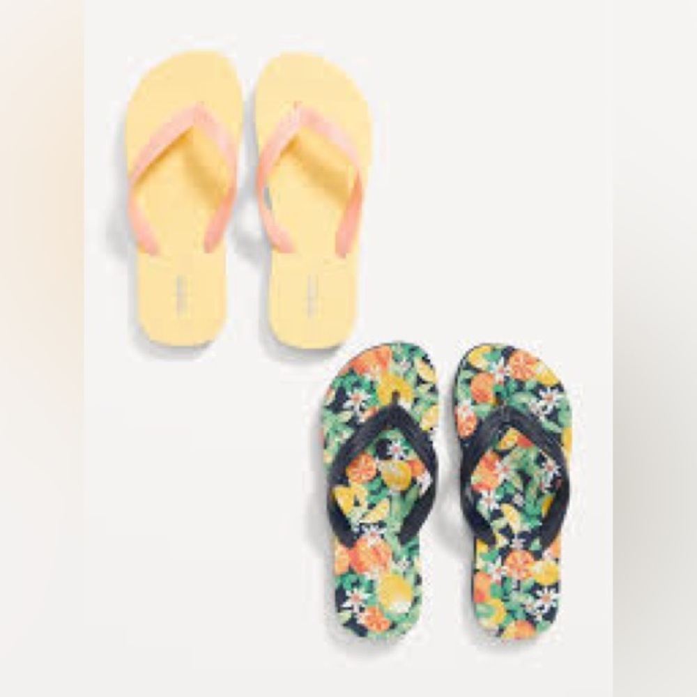 NEW Old Navy Toddler Flip Flops Fresh Squeezed Fun Citrus 3Y / 4Y